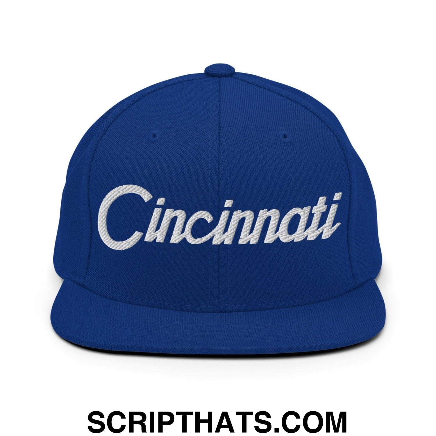 Cincinnati Script Snapback Hat Royal Blue