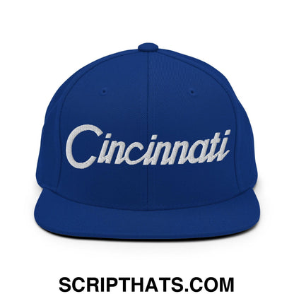 Cincinnati Script Snapback Hat Royal Blue