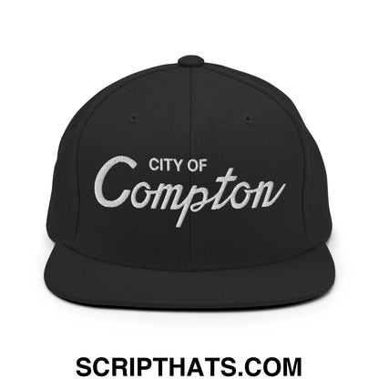 City of Compton II Vintage Sports Script Snapback Hat t Black