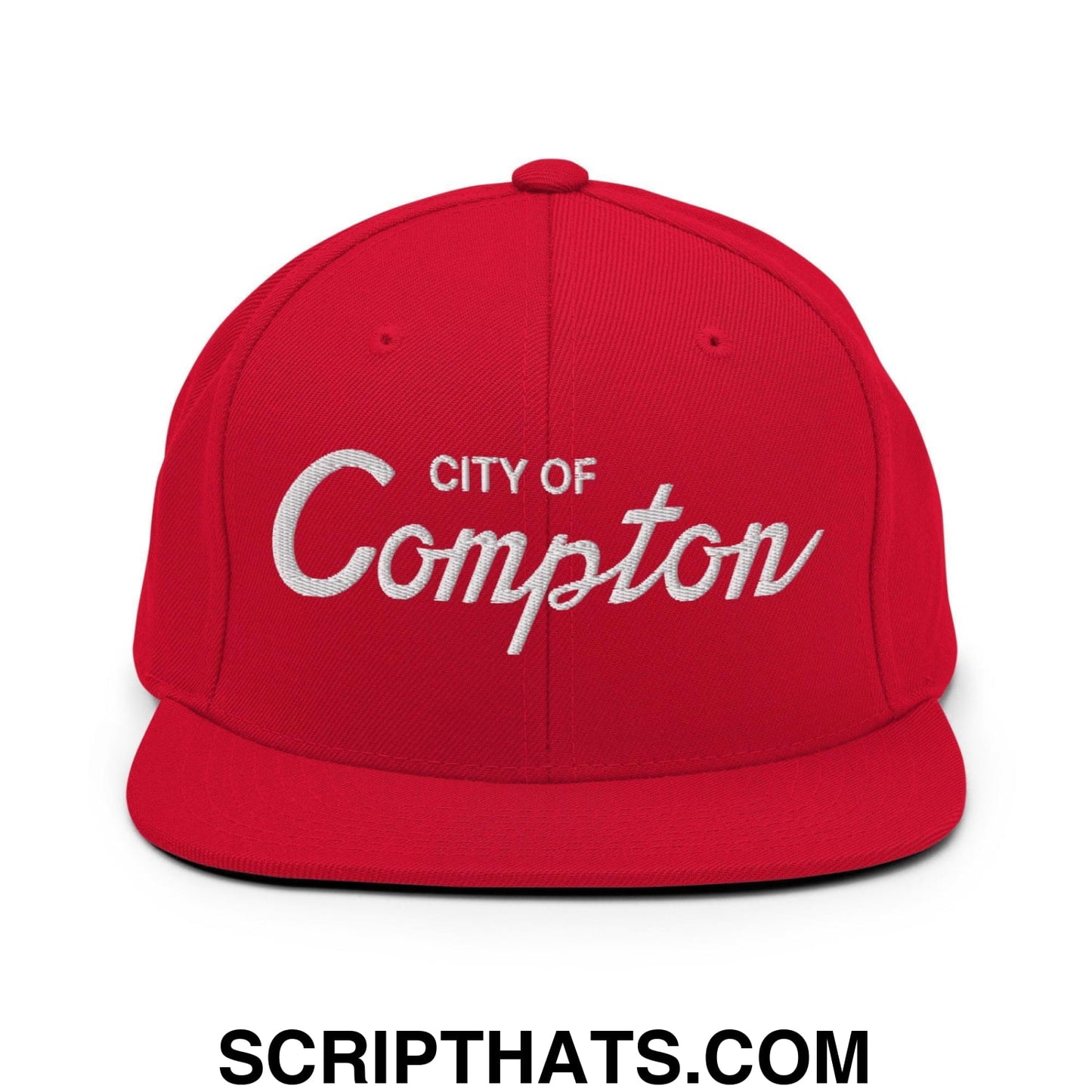 City of Compton II Vintage Sports Script Snapback Hat t Red
