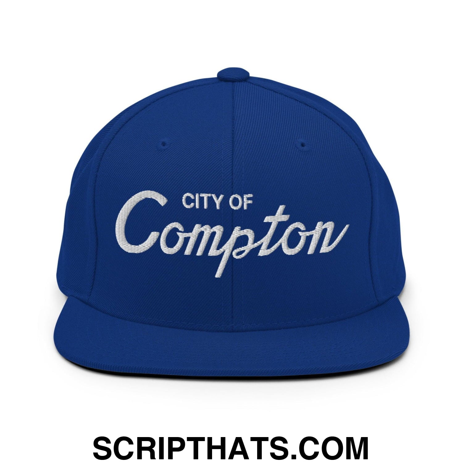 City of Compton II Vintage Sports Script Snapback Hat t Royal Blue