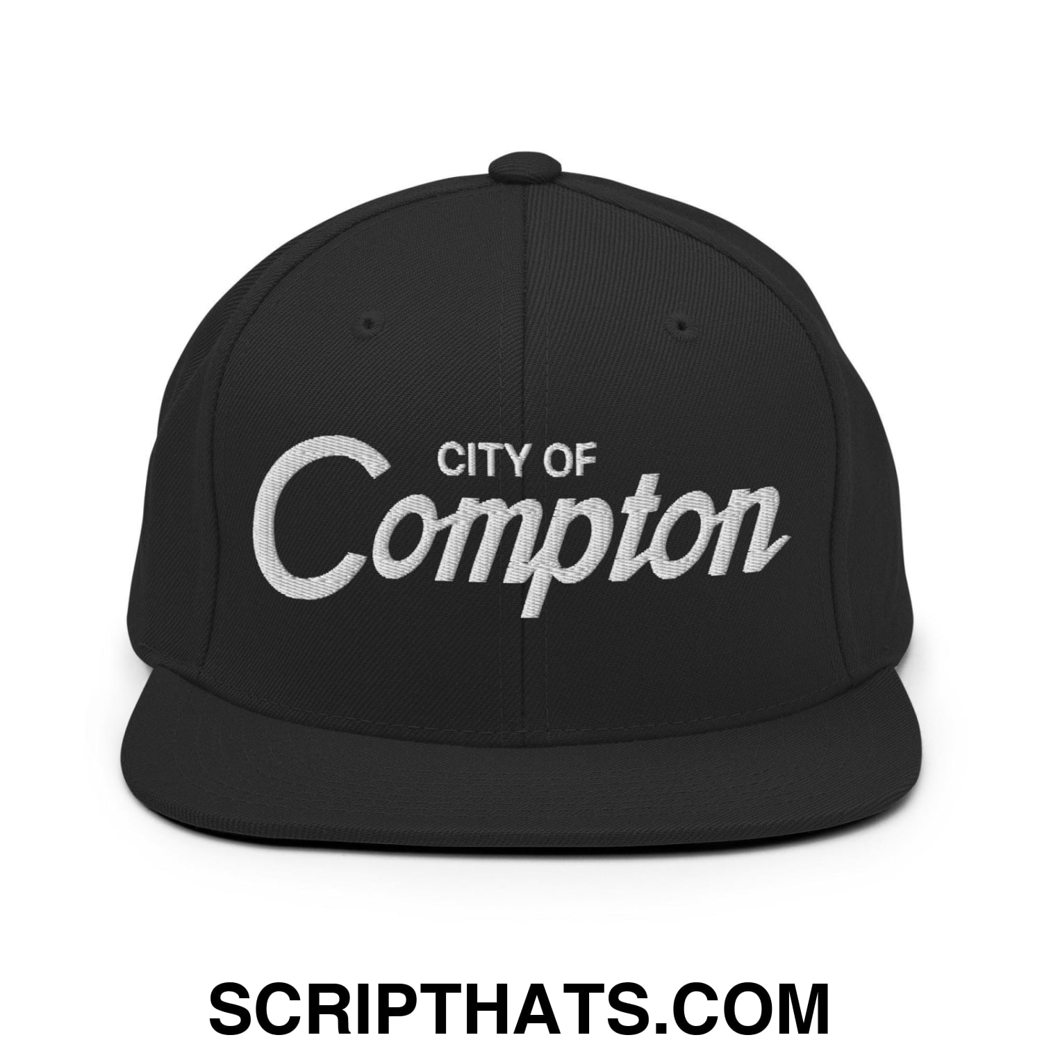 City of Compton Vintage Sports Script Snapback Hat Black