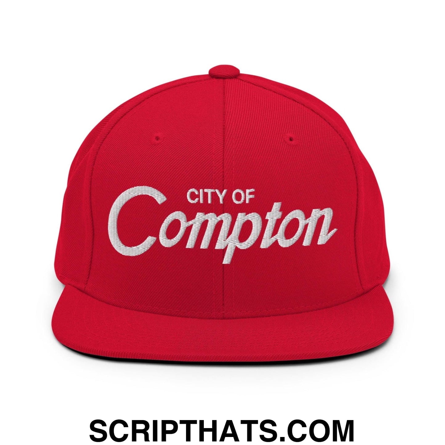 City of Compton Vintage Sports Script Snapback Hat Red