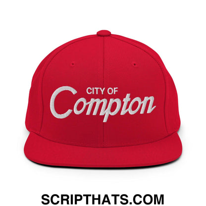 City of Compton Vintage Sports Script Snapback Hat Red