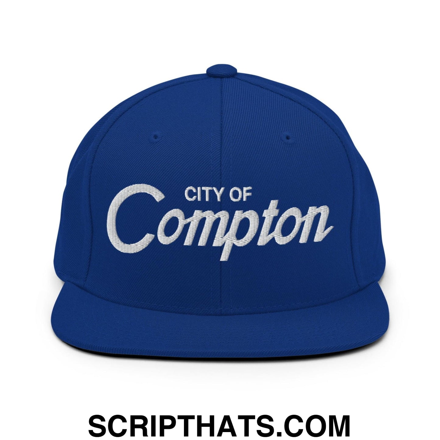 City of Compton Vintage Sports Script Snapback Hat Royal Blue