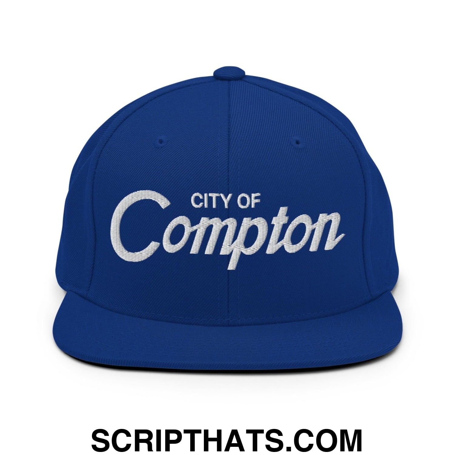 City of Compton Vintage Sports Script Snapback Hat Royal Blue