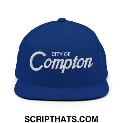 City of Compton Vintage Sports Script Snapback Hat Royal Blue