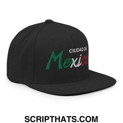 Ciudad de Mexico Vintage Sports Script Snapback Hat Black