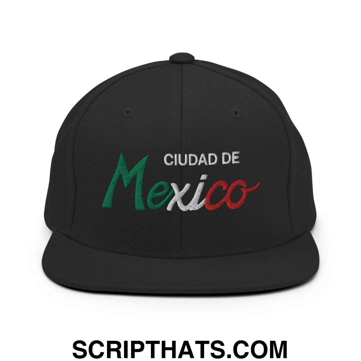 Ciudad de Mexico Vintage Sports Script Snapback Hat Black