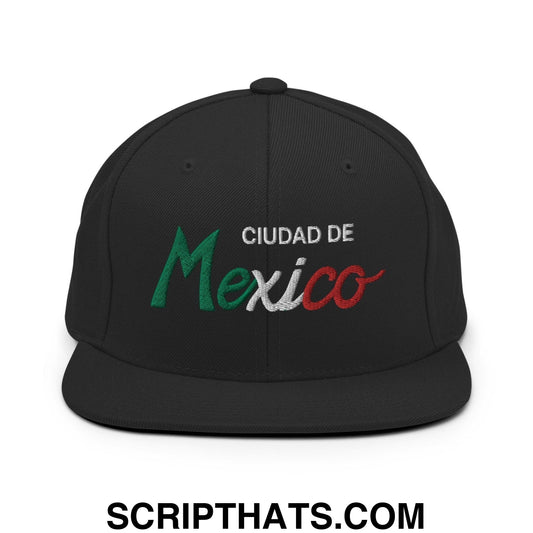 Ciudad de Mexico Vintage Sports Script Snapback Hat Black