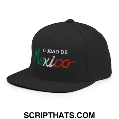 Ciudad de Mexico Vintage Sports Script Snapback Hat Black