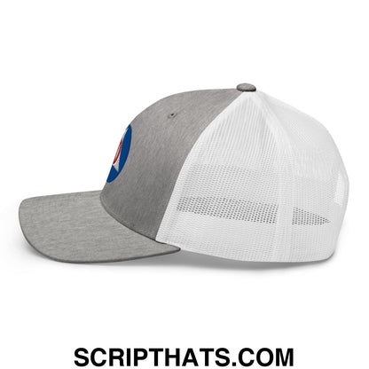 Civil Defense Embroidered Mesh Trucker Hat Heather Grey White