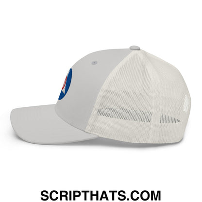 Civil Defense Embroidered Mesh Trucker Hat Silver