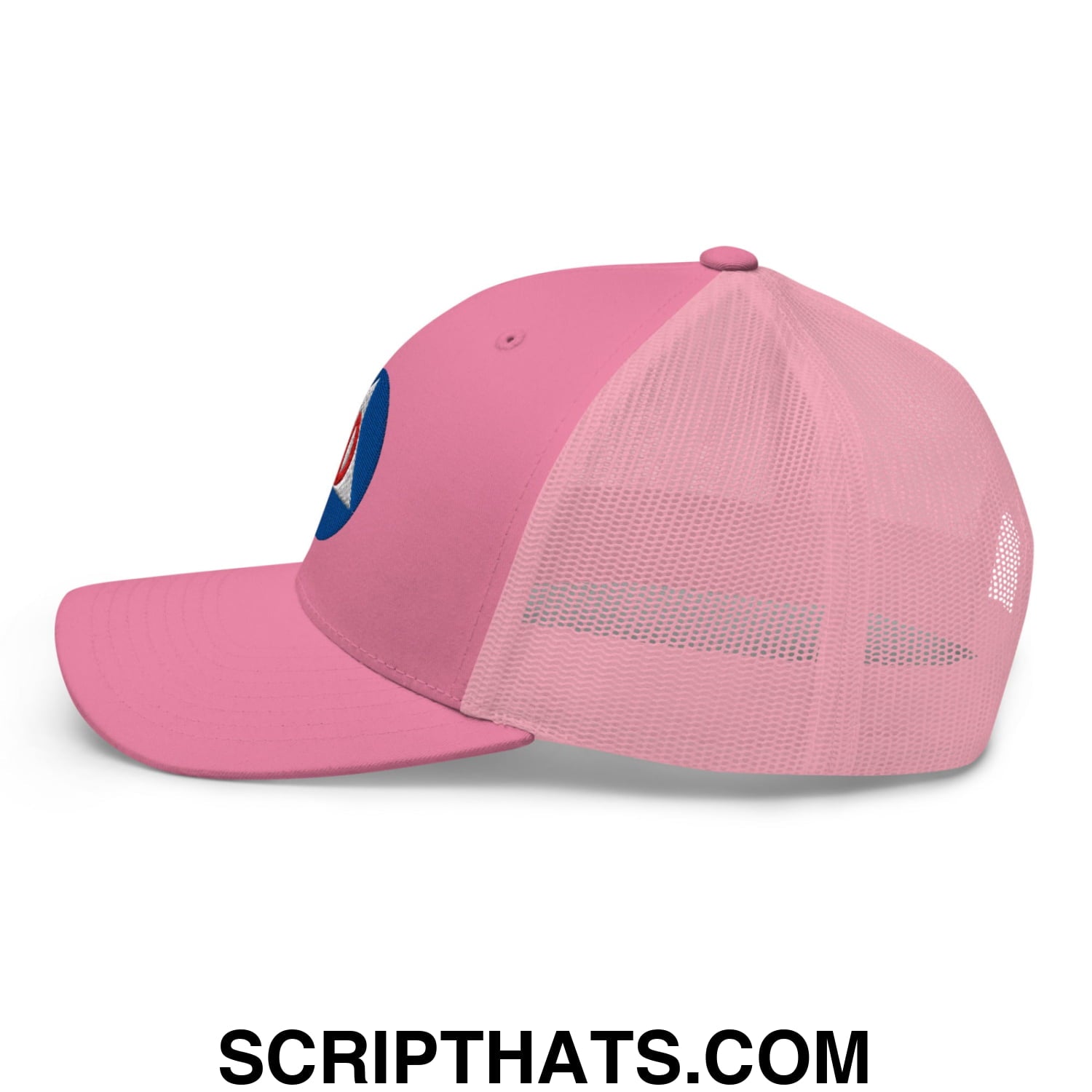 Civil Defense Embroidered Mesh Trucker Hat Pink