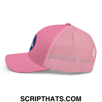 Civil Defense Embroidered Mesh Trucker Hat Pink
