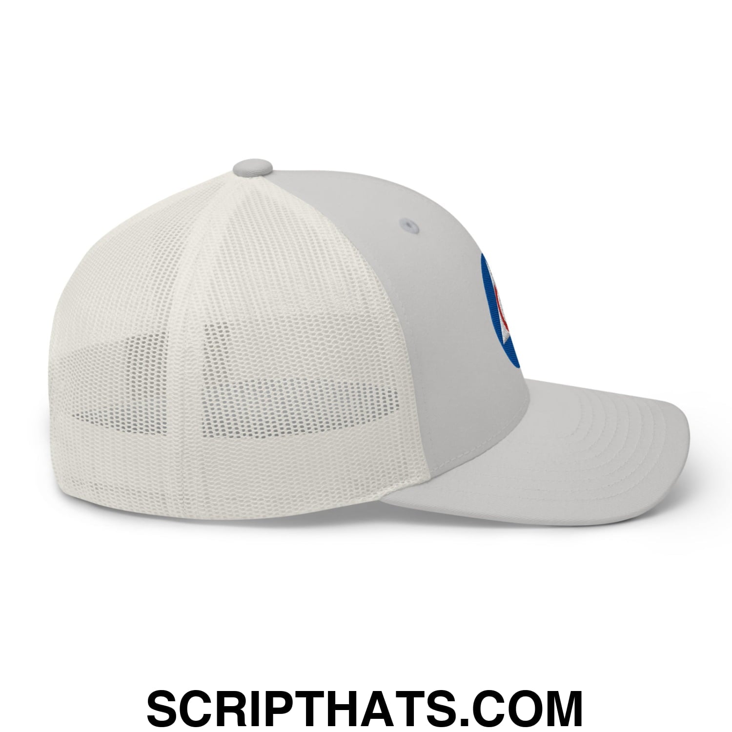 Civil Defense Embroidered Mesh Trucker Hat Silver