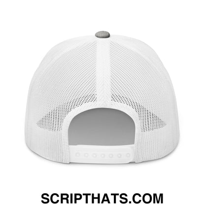 Civil Defense Embroidered Mesh Trucker Hat Heather Grey White