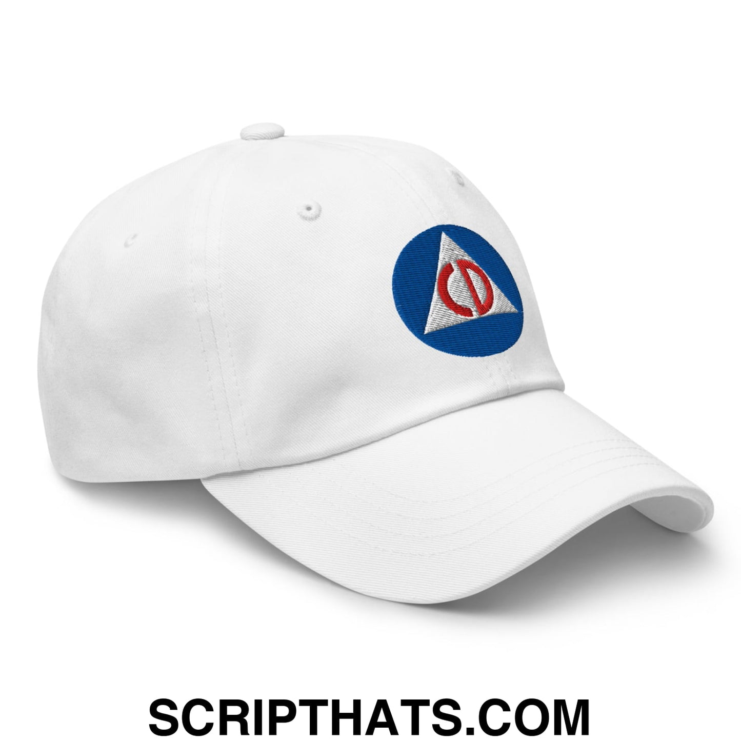 Civil Defense Embroidered Unstructured Dad Hat White