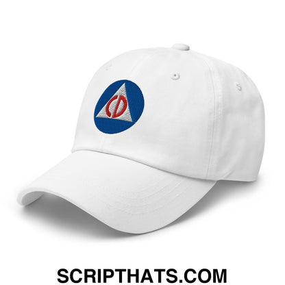 Civil Defense Embroidered Unstructured Dad Hat White