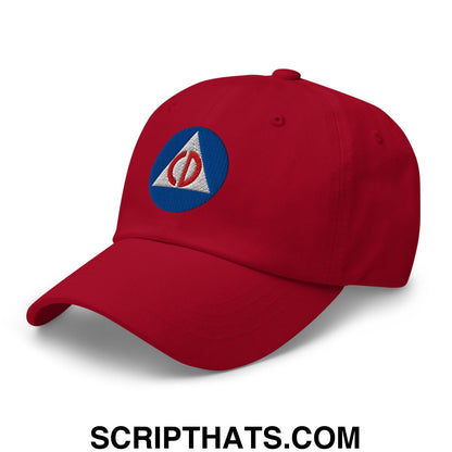Civil Defense Embroidered Unstructured Dad Hat Cranberry