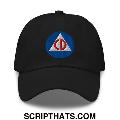 Civil Defense Embroidered Unstructured Dad Hat Black