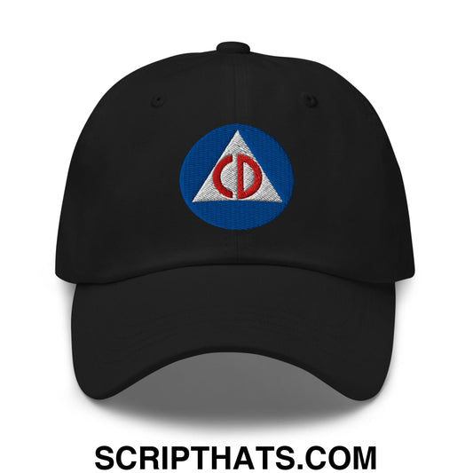 Civil Defense Embroidered Unstructured Dad Hat Black