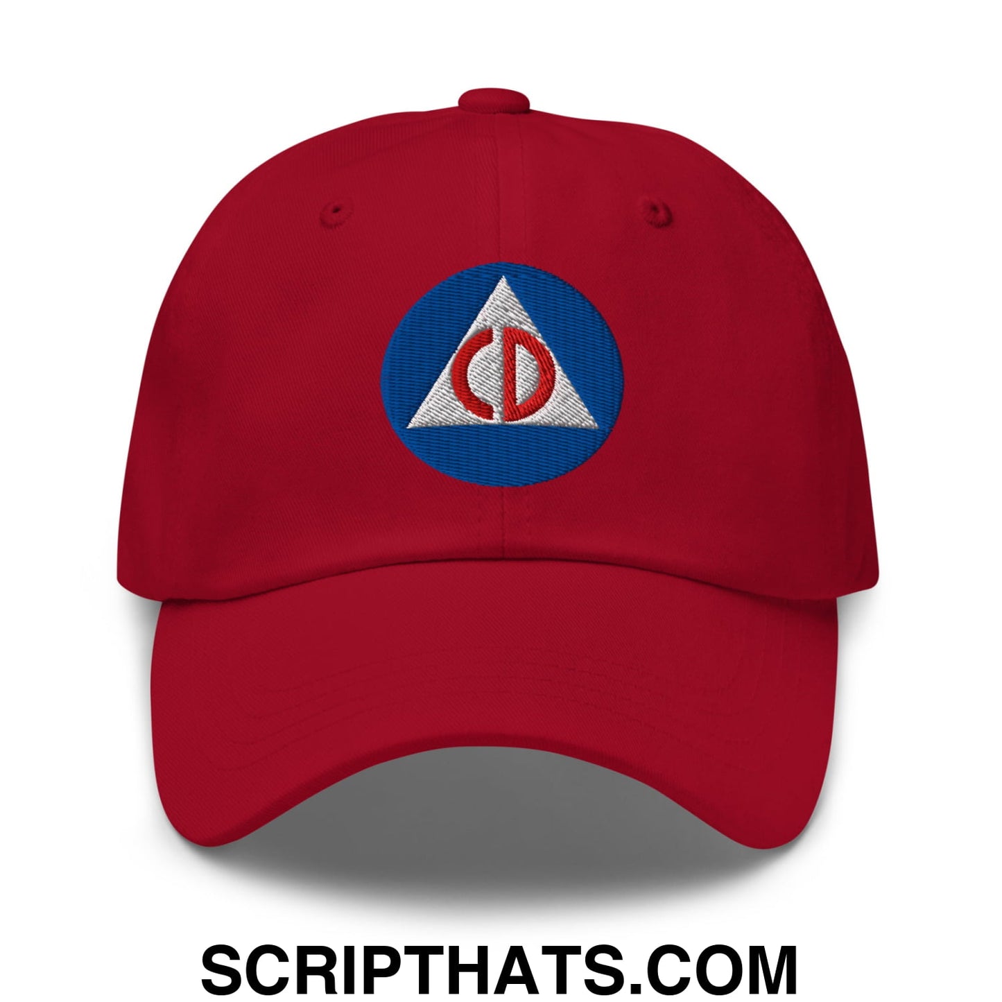 Civil Defense Embroidered Unstructured Dad Hat Cranberry