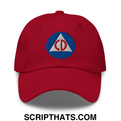 Civil Defense Embroidered Unstructured Dad Hat Cranberry