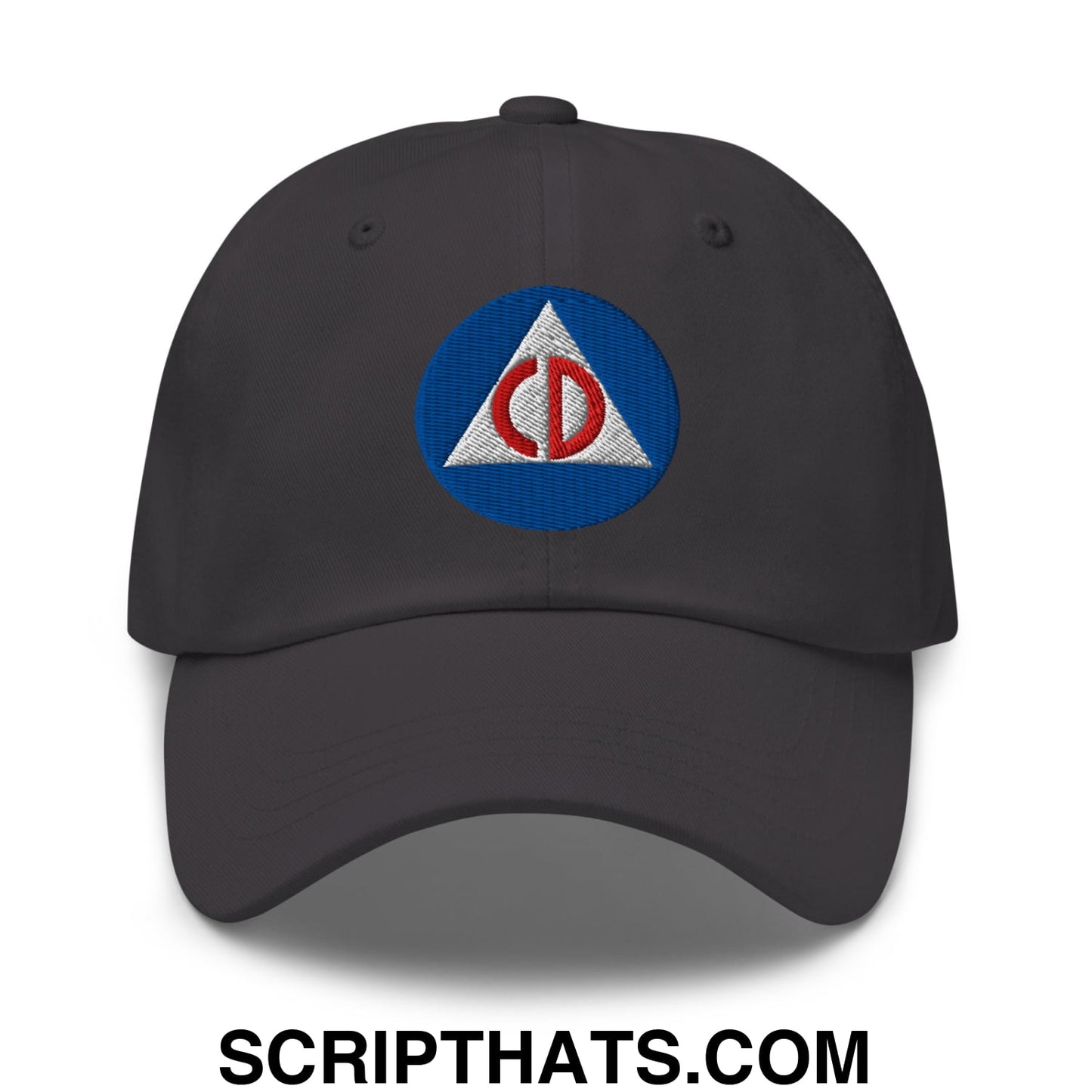 Civil Defense Embroidered Unstructured Dad Hat Dark Grey