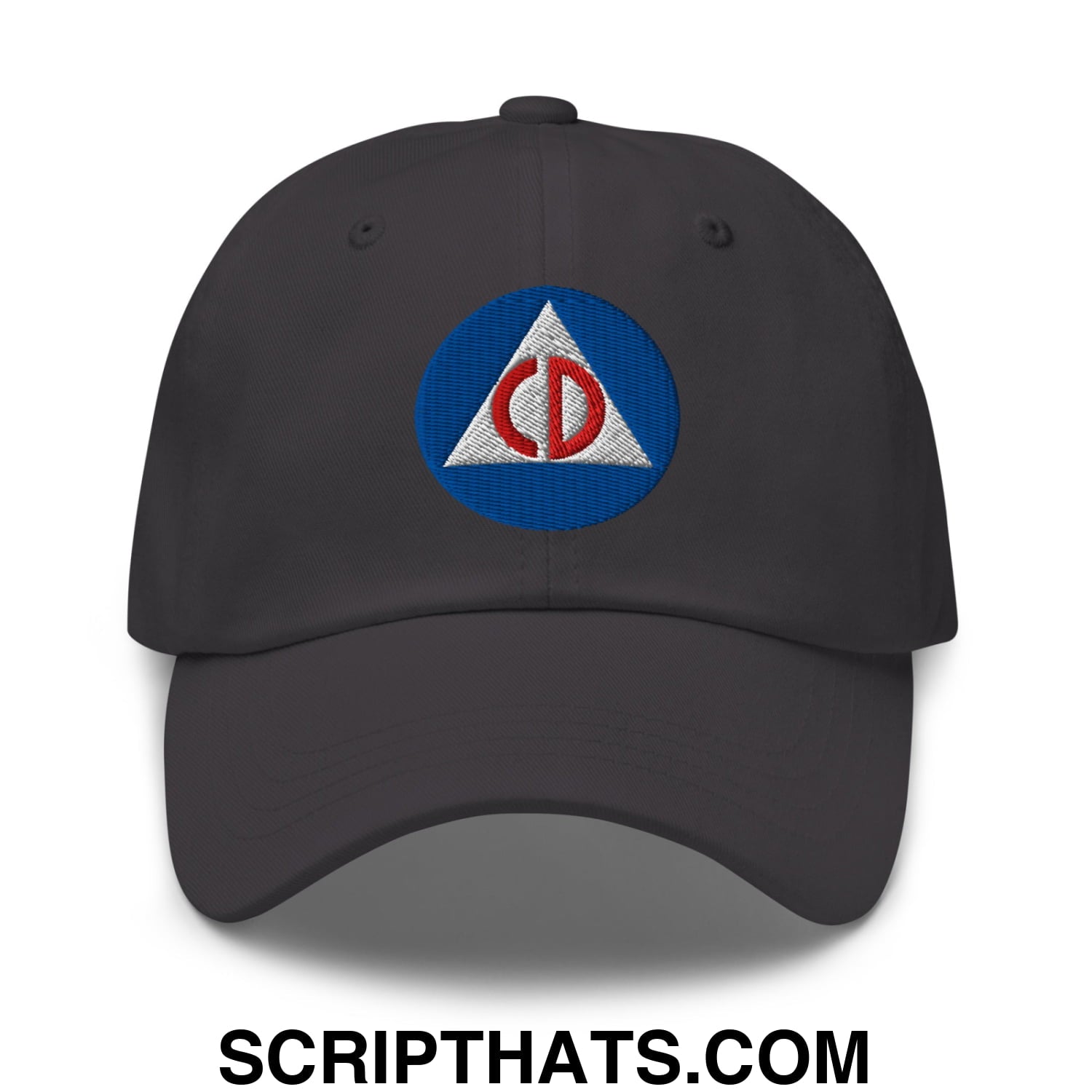 Civil Defense Embroidered Unstructured Dad Hat Dark Grey