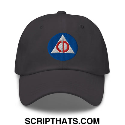 Civil Defense Embroidered Unstructured Dad Hat Dark Grey