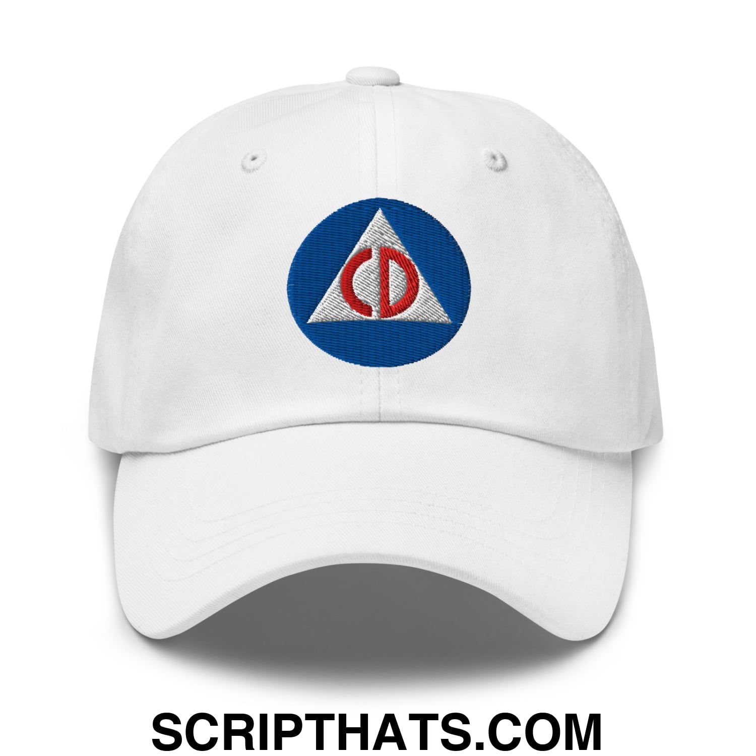 Civil Defense Embroidered Unstructured Dad Hat White