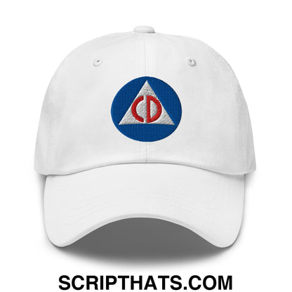 Civil Defense Embroidered Unstructured Dad Hat White