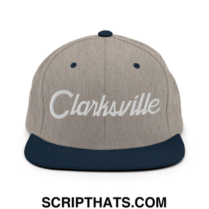 Clarksville Script Snapback Hat Heather Grey Navy