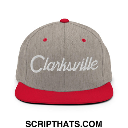 Clarksville Script Snapback Hat Heather Grey Red