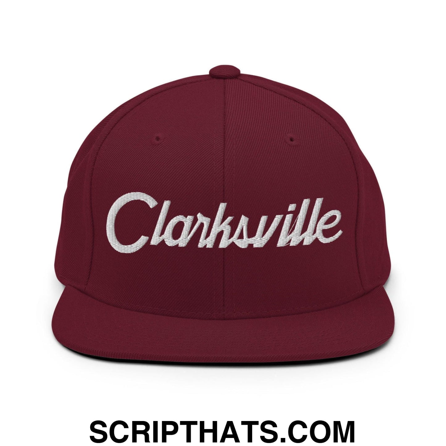 Clarksville Script Snapback Hat Maroon