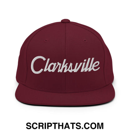 Clarksville Script Snapback Hat Maroon