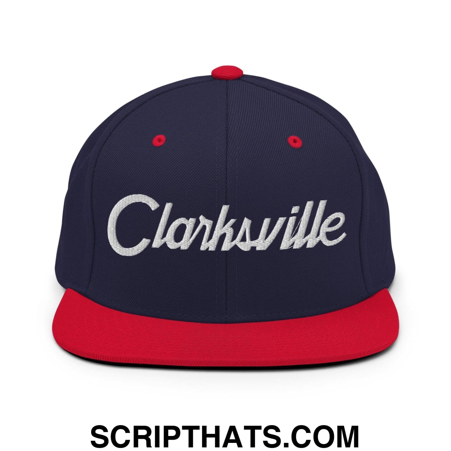 Clarksville Script Snapback Hat Navy Red