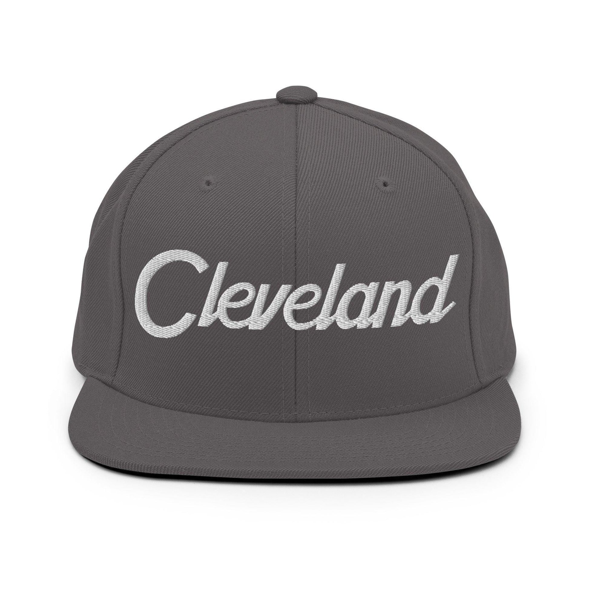 Cleveland Script Snapback Hat Dark Grey