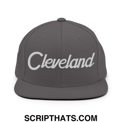 Cleveland Script Snapback Hat Dark Grey