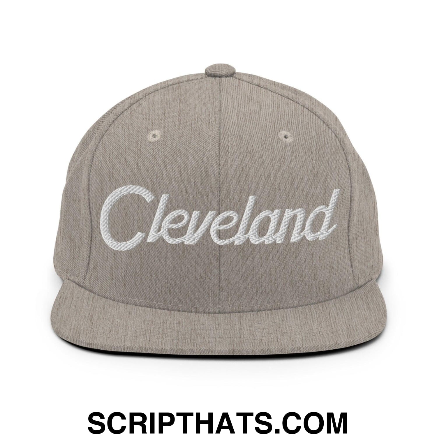 Cleveland Script Snapback Hat Heather Grey