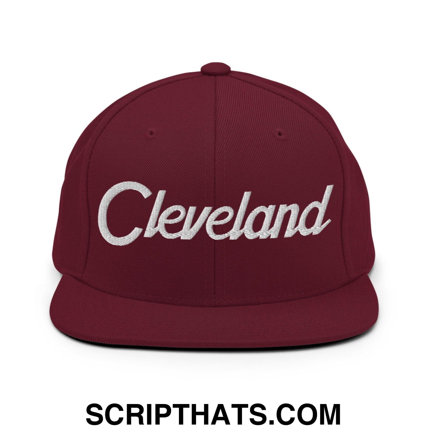 Cleveland Script Snapback Hat Maroon