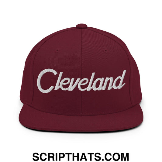 Cleveland Script Snapback Hat Maroon
