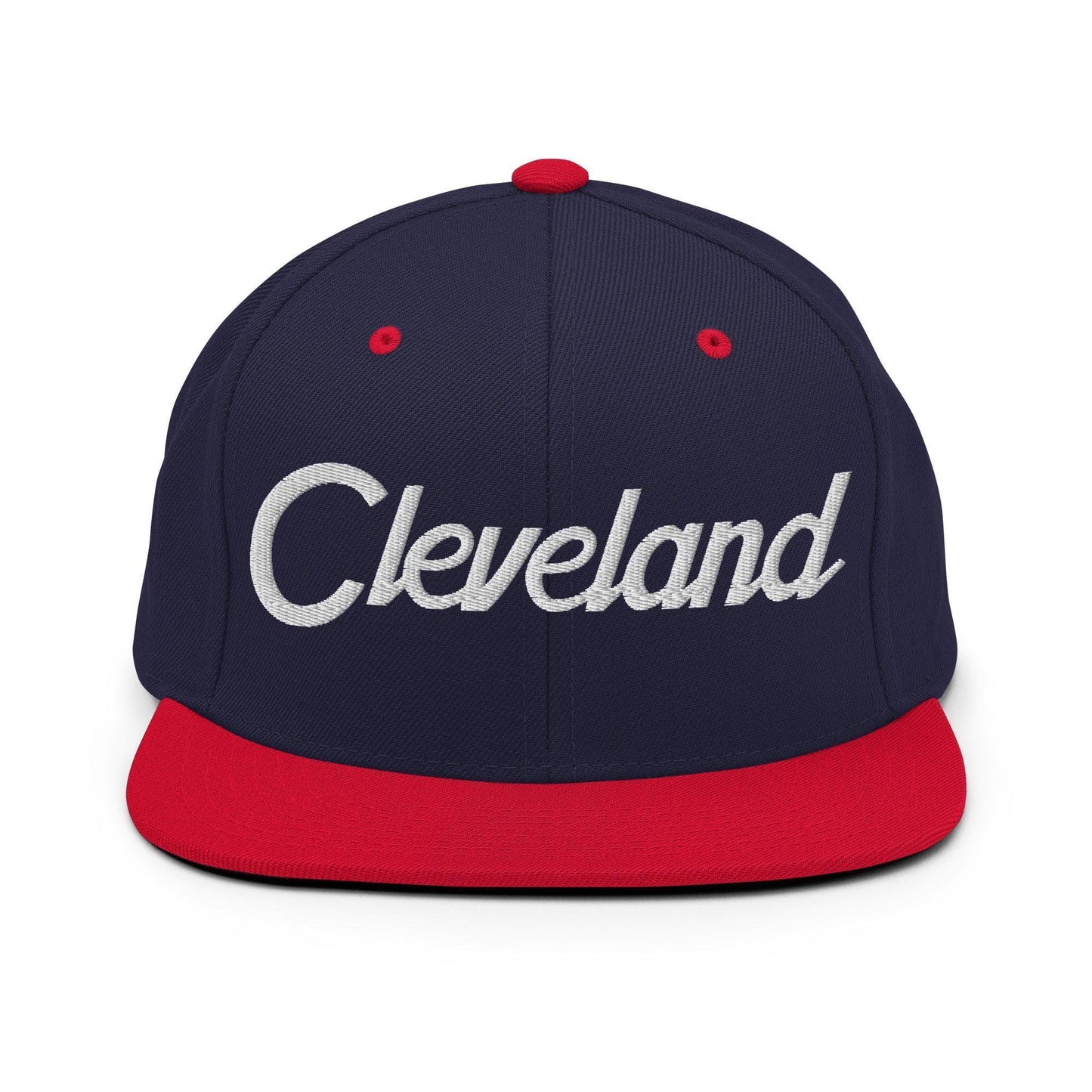 Cleveland Script Snapback Hat Navy/ Red