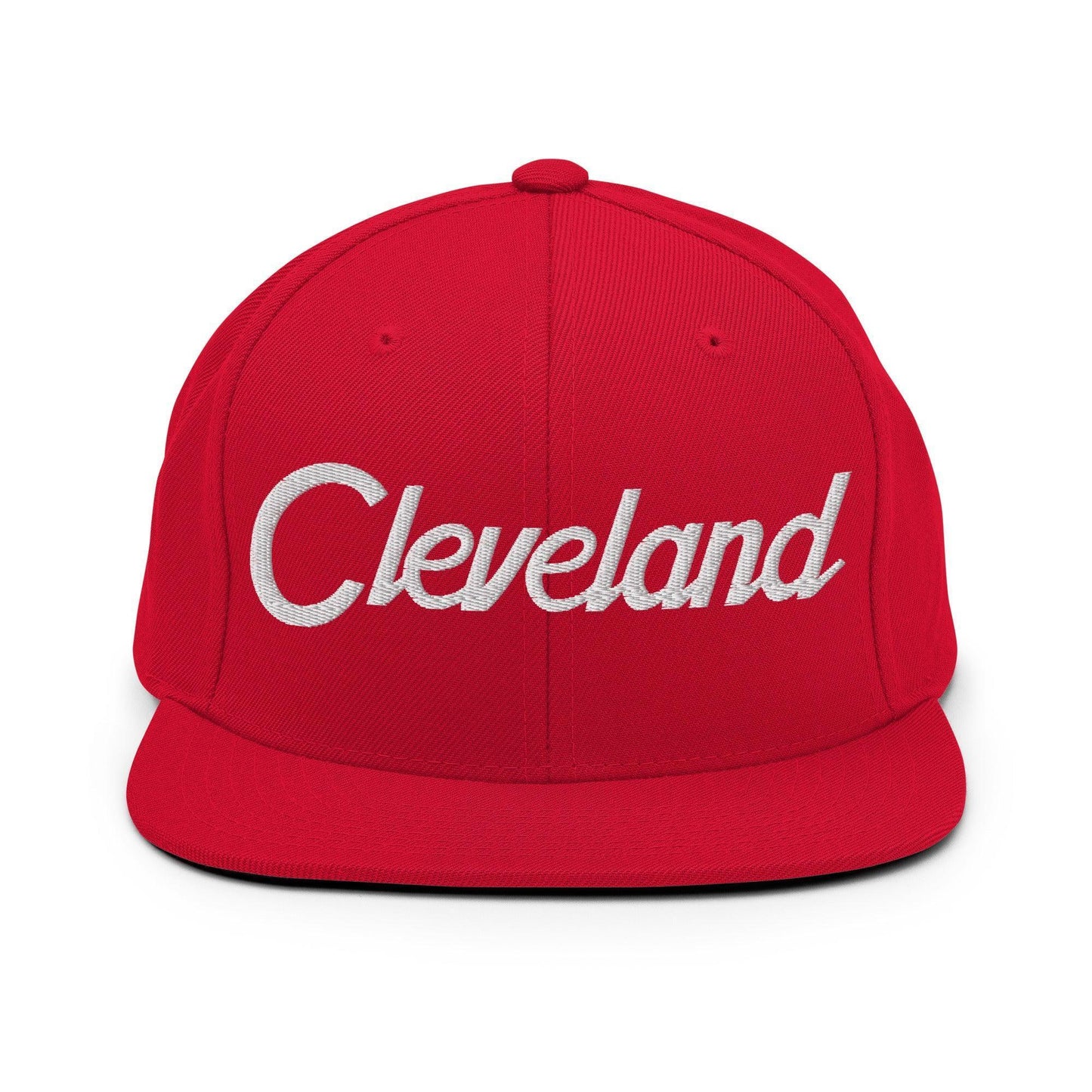 Cleveland Script Snapback Hat Red