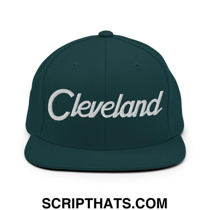 Cleveland Script Snapback Hat Spruce