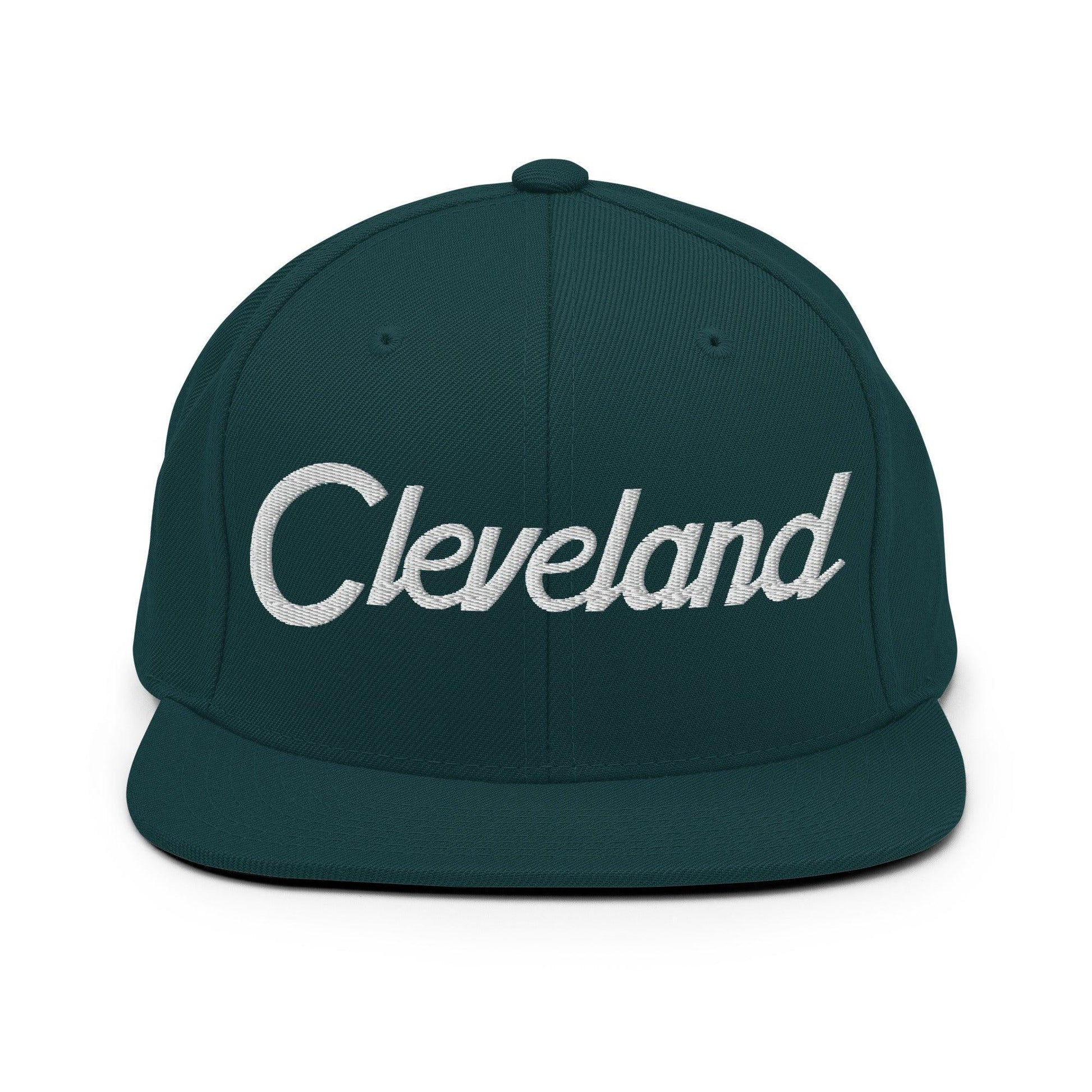 Cleveland Script Snapback Hat Spruce