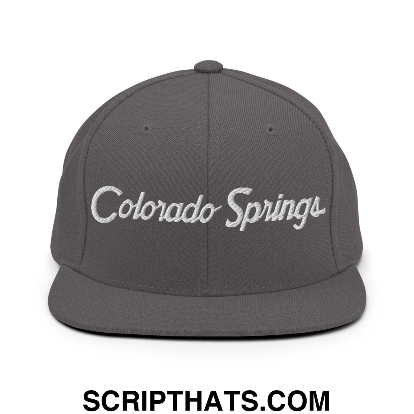 Colorado Springs Script Snapback Hat Dark Grey