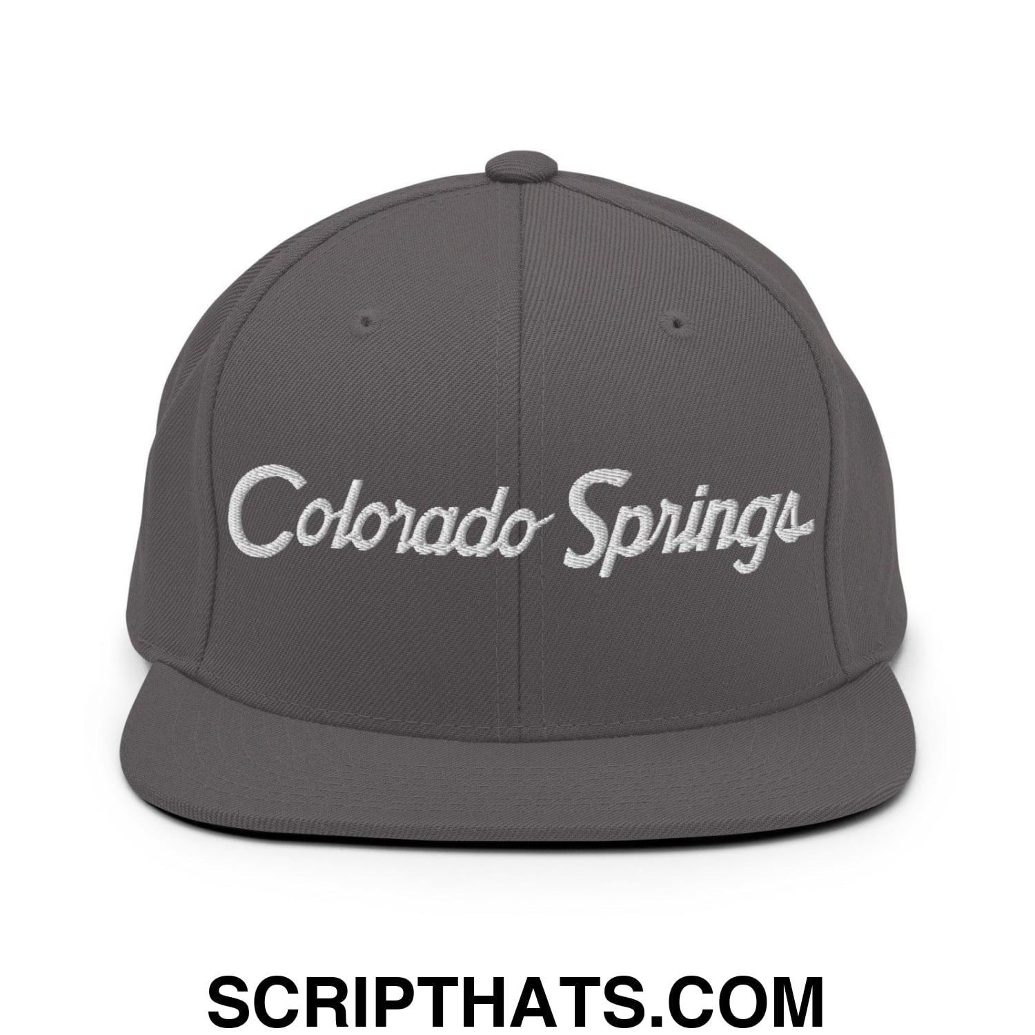 Colorado Springs Script Snapback Hat Dark Grey