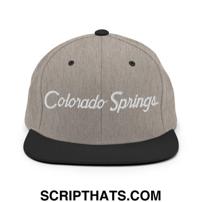 Colorado Springs Script Snapback Hat Heather Black